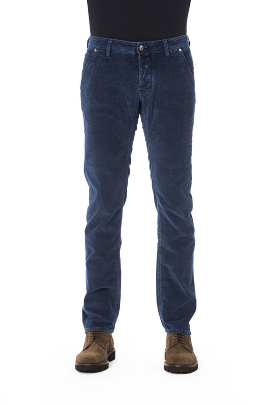 Elegant Blue Regular Fit Cotton Jeans