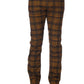 Chic Orange Checked Regular Fit Jeans