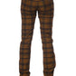 Chic Orange Checked Regular Fit Jeans