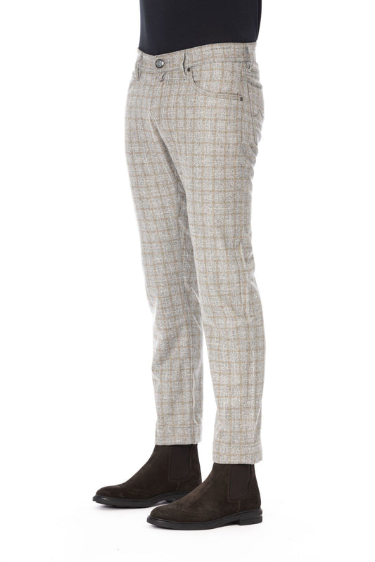 Elegant Checkered 5-Pocket Trousers