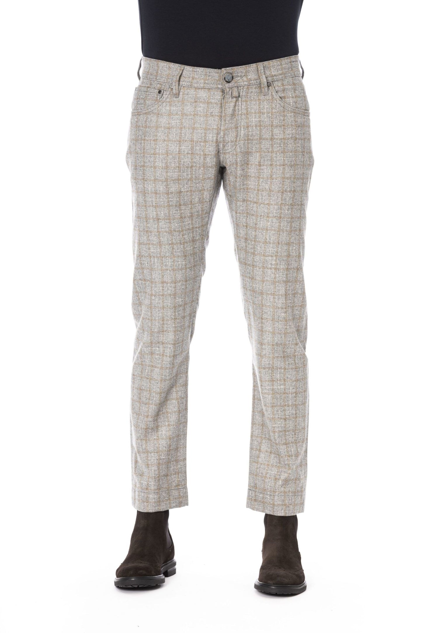 Elegant Checkered 5-Pocket Trousers