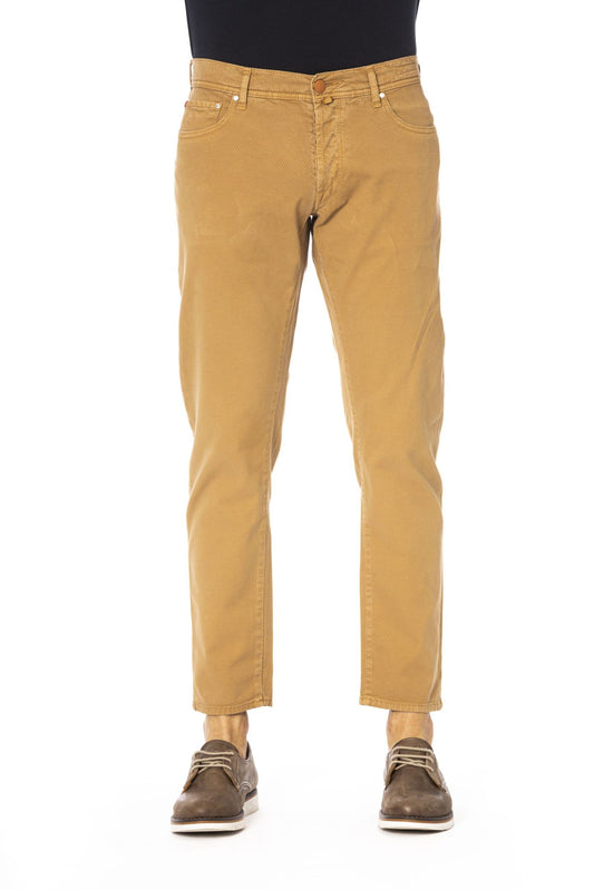 Beige Cotton Stretch Jeans - Sophisticated Style