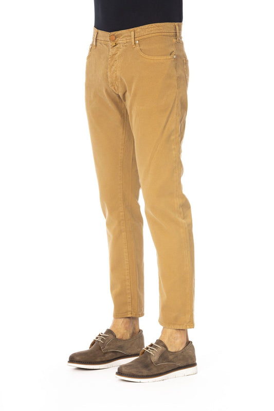 Beige Cotton Stretch Jeans - Sophisticated Style