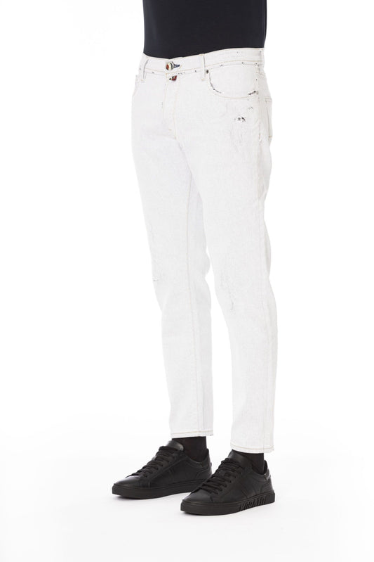 Elegant White Stretch Denim Jeans