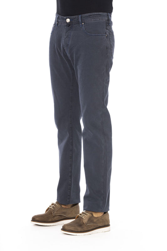 Elegant Blue Stretch Cotton Jeans