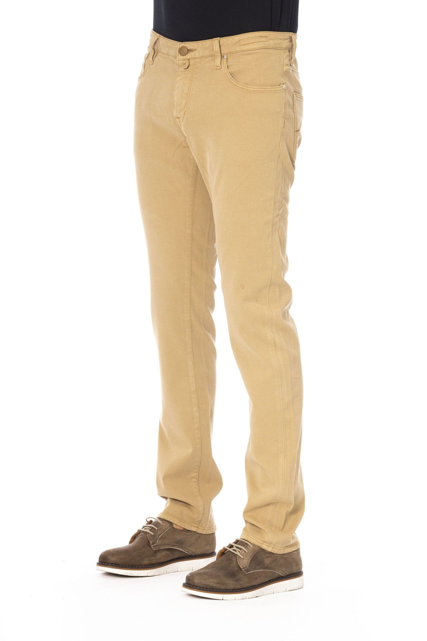 Luxury Beige Embroidered Jeans