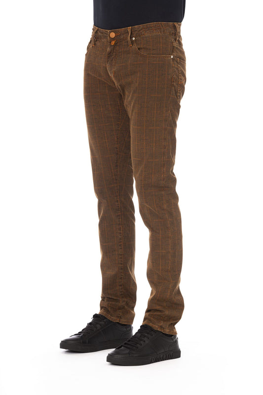 Elegant Checked Trousers with Logo Accents