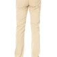 Beige Cotton Blend Jeans with Embroidered Accents