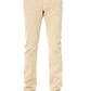 Beige Cotton Blend Jeans with Embroidered Accents