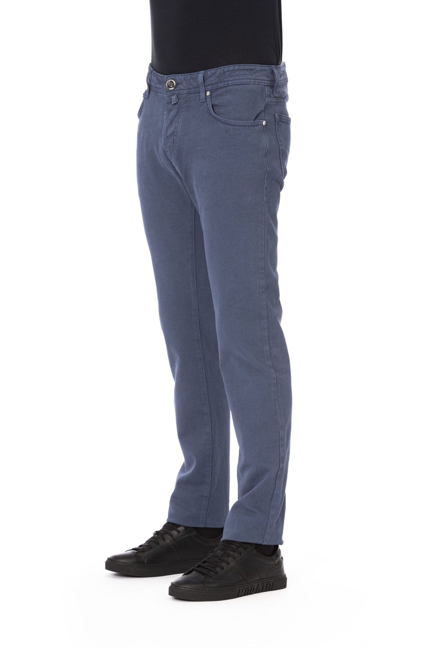 Sleek Blue Cotton Stretch Jeans