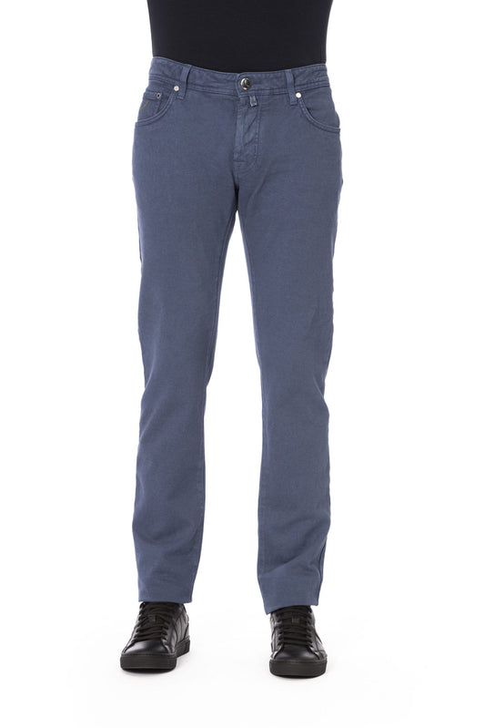 Sleek Blue Cotton Stretch Jeans