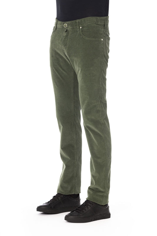 Elegant Green Cotton Stretch Jeans