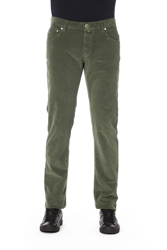 Elegant Green Cotton Stretch Jeans