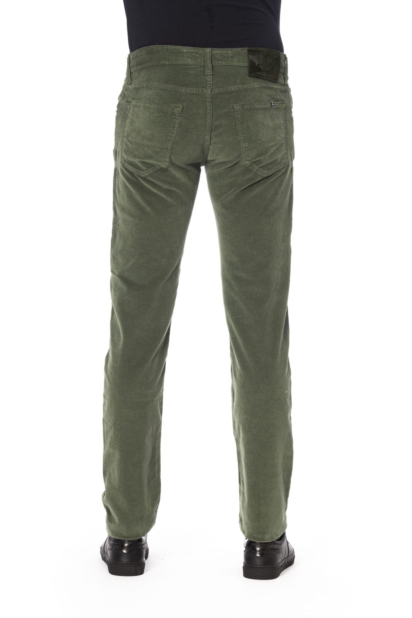 Elegant Green Cotton Stretch Jeans