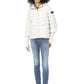 Chic White Polyester Down Jacket with Metal Monogram