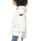 Chic White Polyester Down Jacket with Metal Monogram