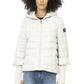 Chic White Polyester Down Jacket with Metal Monogram