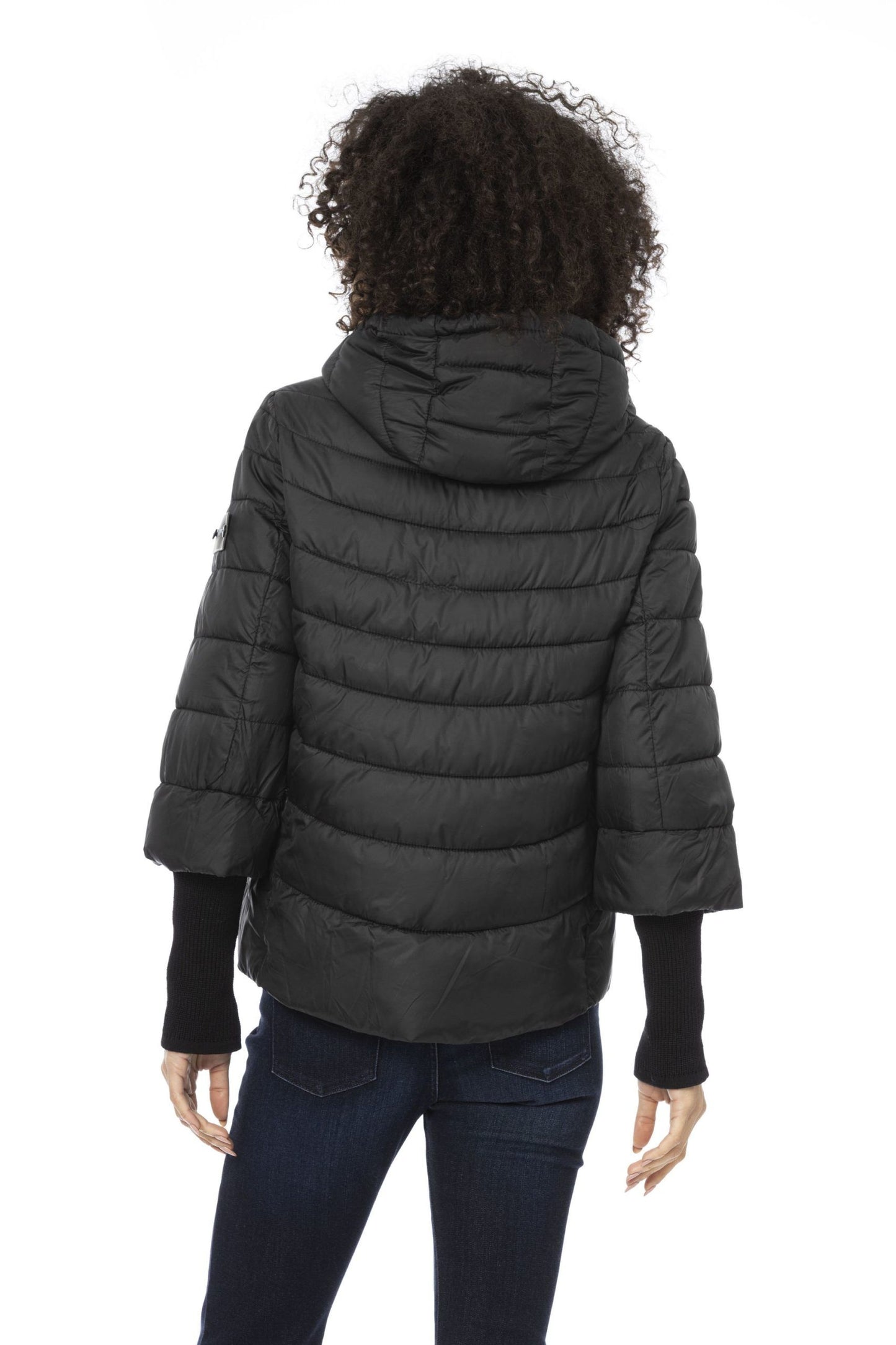 Chic Black Long Down Jacket with Adjustable Hood