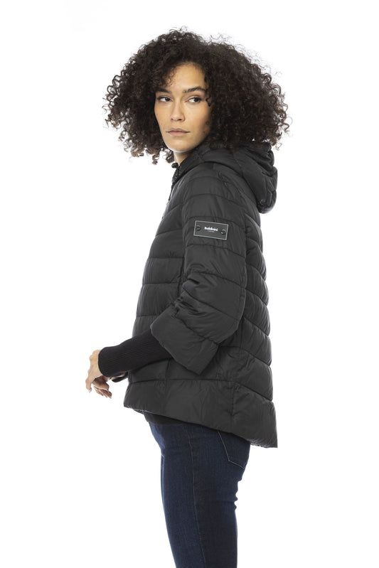 Chic Black Long Down Jacket with Adjustable Hood