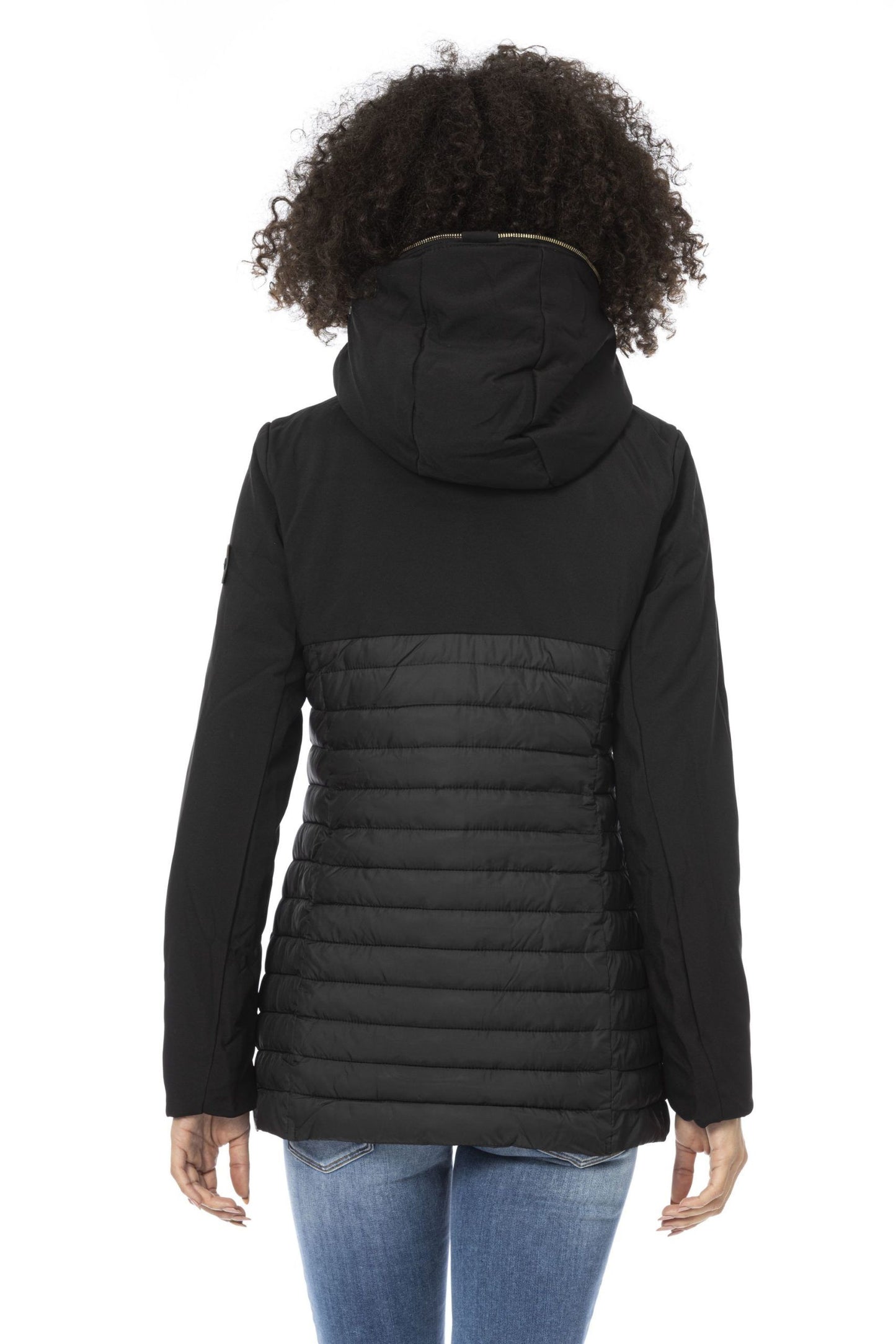 Sleek Hooded Down Jacket in Black