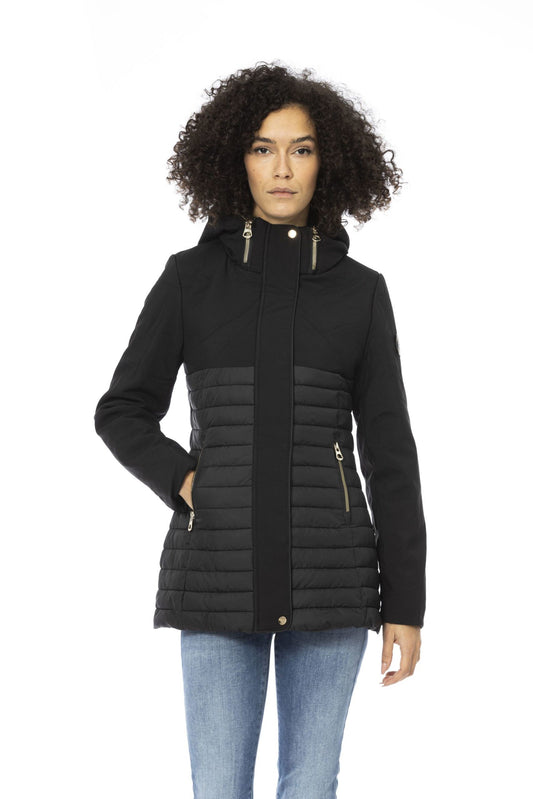 Sleek Hooded Down Jacket in Black