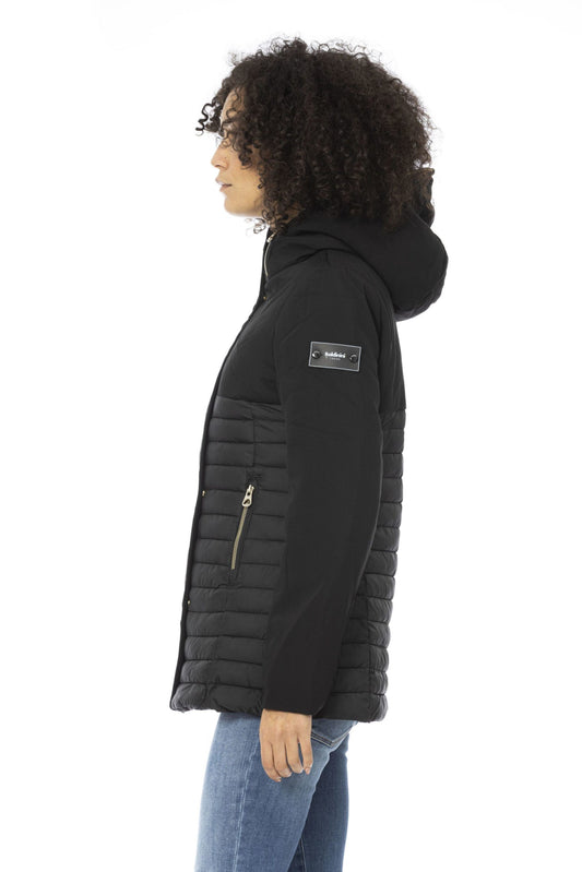 Sleek Hooded Down Jacket in Black