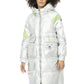 Silver Glam Long Down Jacket with Hood