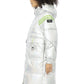 Silver Glam Long Down Jacket with Hood