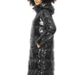 Chic Black Long Down Jacket with Monogram