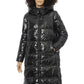 Chic Black Long Down Jacket with Monogram