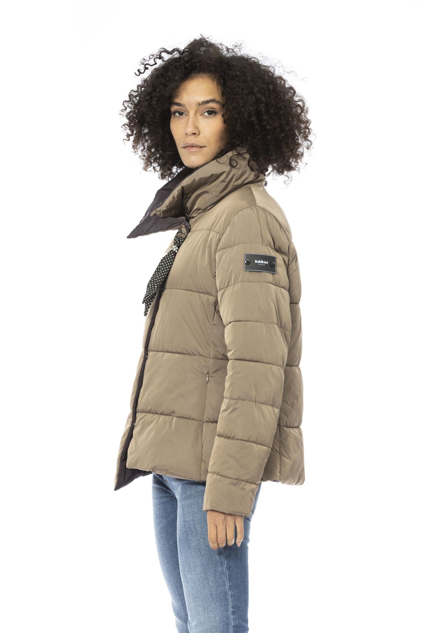 Beige Chic Oblique Buttoned Down Jacket