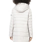 Silver Chic Long Down Jacket with Adjustable Hood