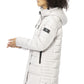 Silver Chic Long Down Jacket with Adjustable Hood