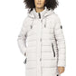 Silver Chic Long Down Jacket with Adjustable Hood