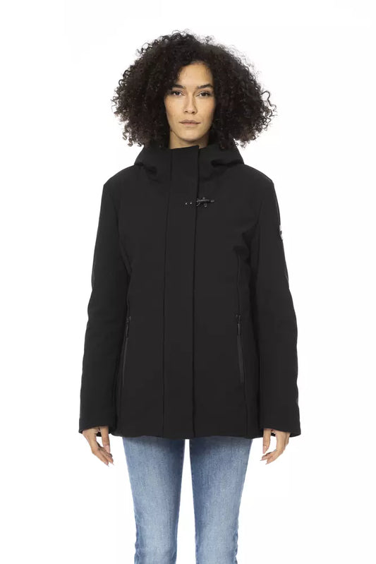 Elegant Black Down Jacket with Monogram Detail