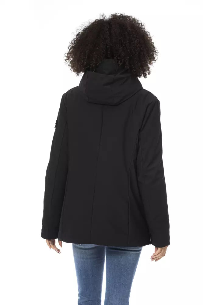 Elegant Black Down Jacket with Monogram Detail