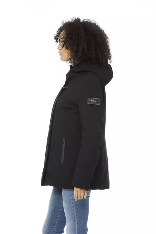 Elegant Black Down Jacket with Monogram Detail