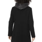 Elegant Long Black Parka with Leather Hood