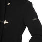 Elegant Long Black Parka with Leather Hood