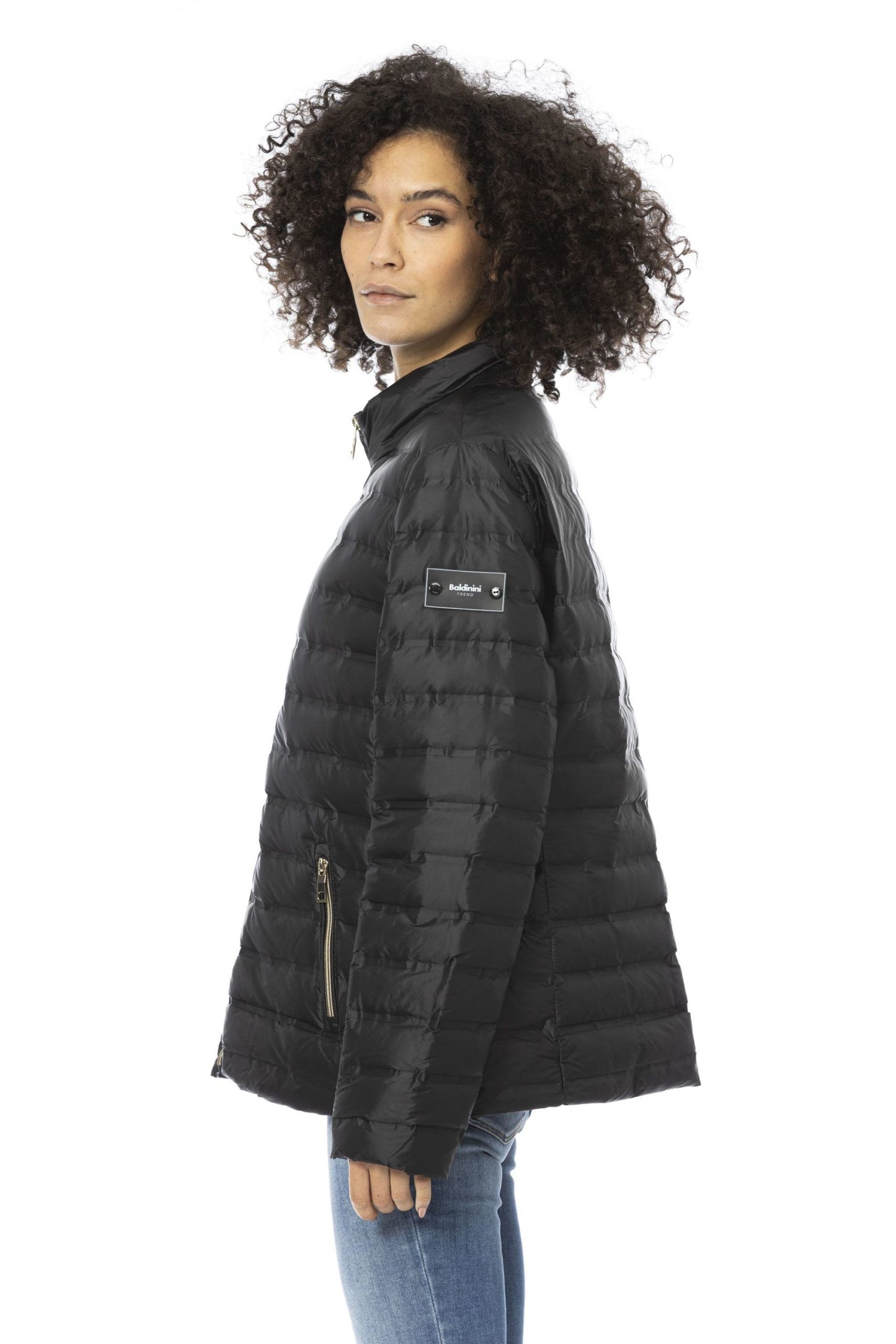 Elegant Short Down Jacket with Metal Monogram