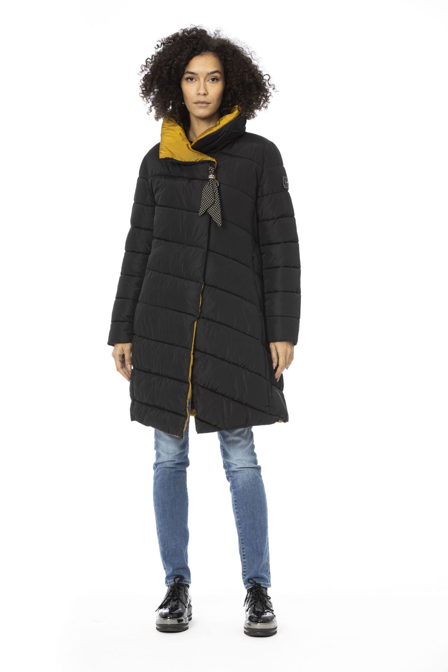 Elegant Oblique Closure Long Down Jacket