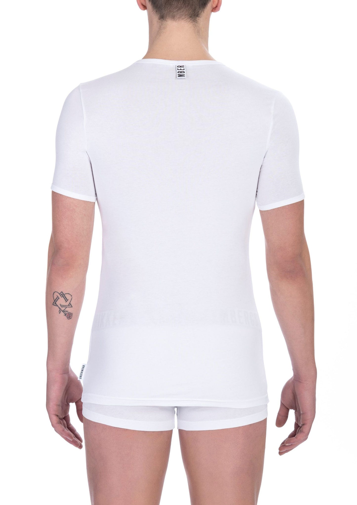 Sleek White V-Neck Tee for the Modern Man