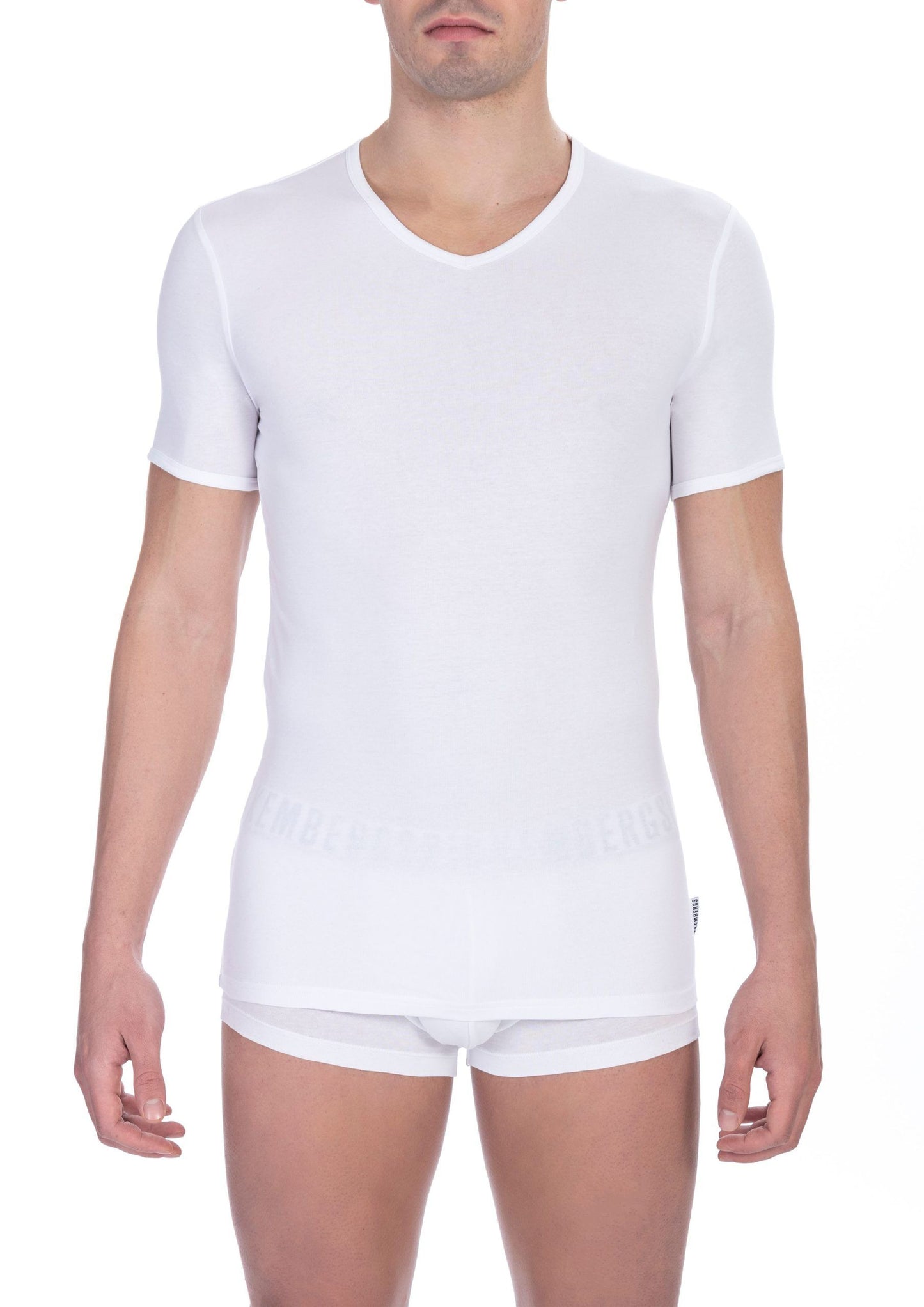 Sleek White V-Neck Tee for the Modern Man