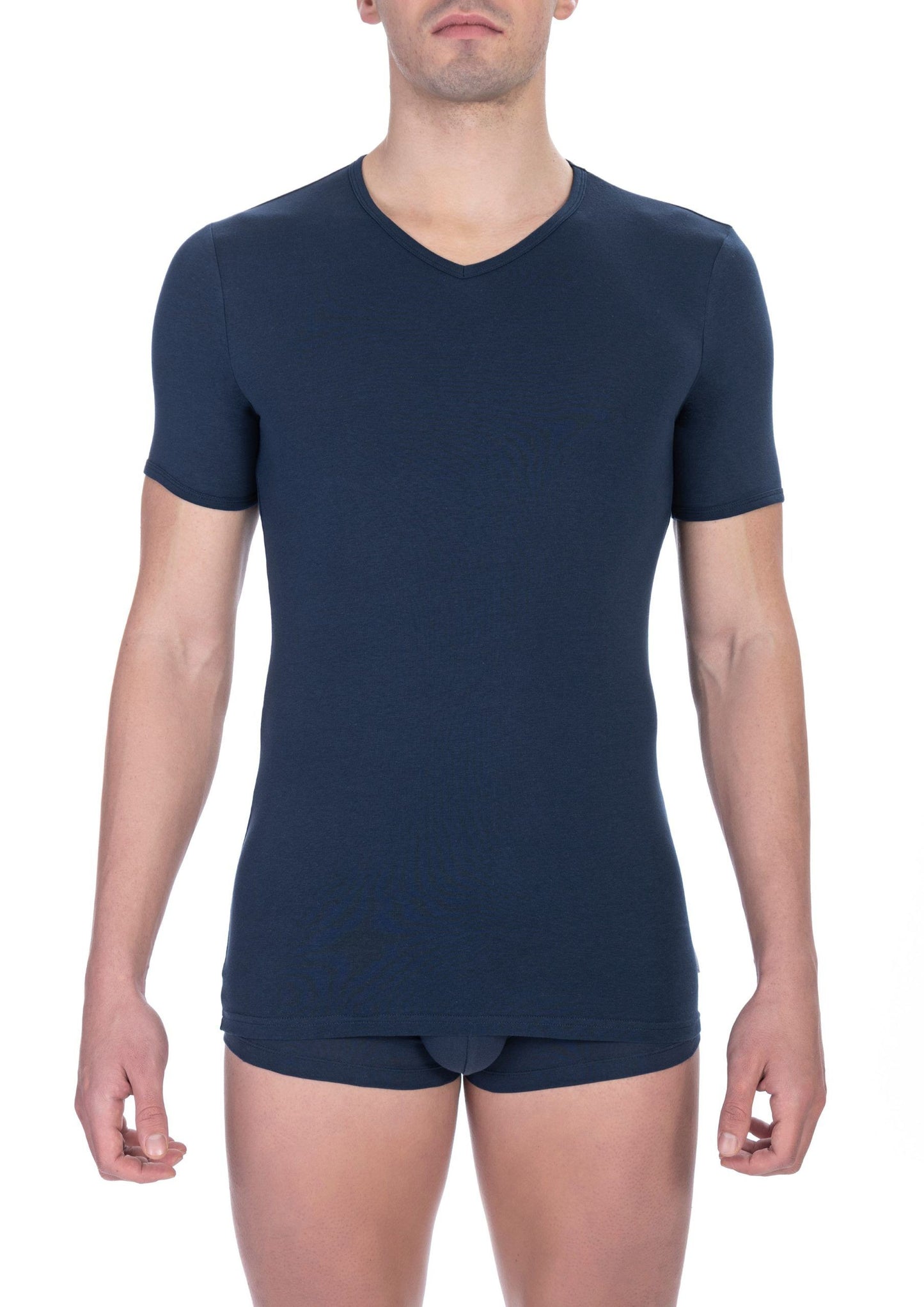 Elegant V-Neck T-Shirt in Blue