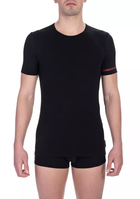 Sleek Bi-Pack Crew Neck T-Shirts in Black