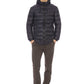 Elegant Blue Nylon Down Jacket with Metal Monogram