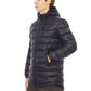 Elegant Blue Nylon Down Jacket with Metal Monogram