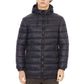 Elegant Blue Nylon Down Jacket with Metal Monogram