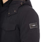 Elegant Blue Four-Pocket Hooded Jacket