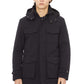 Elegant Blue Four-Pocket Hooded Jacket